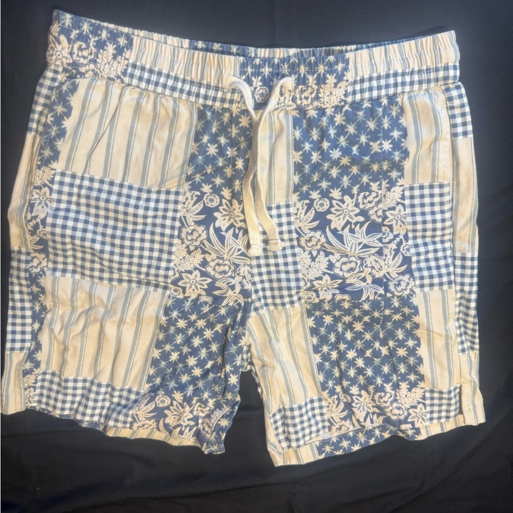 Goodfellow & Co Blue and Cream Patchwork Athletic Shorts